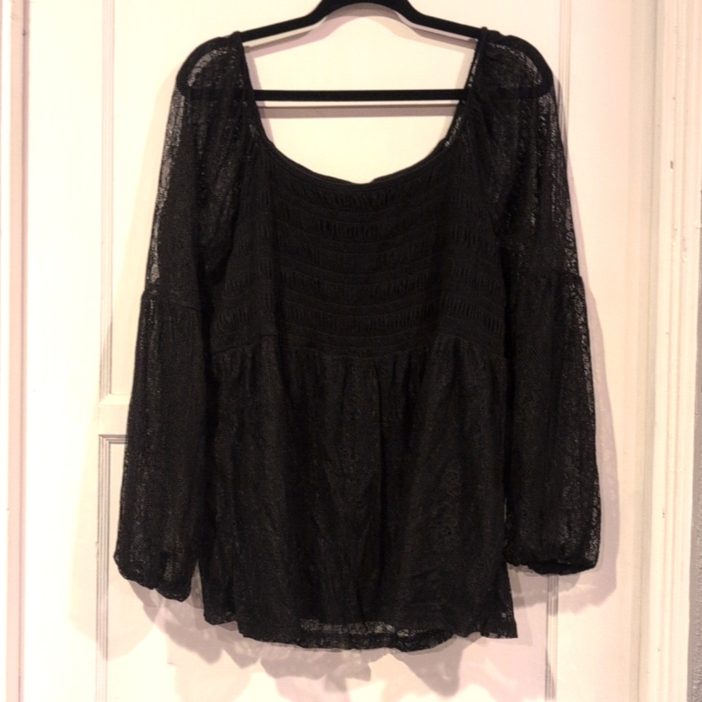 Torrid Size 2 Black Lace Babydoll Blouse
